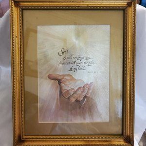 Alan Grant Vintage Framed Print Religious Isaiah 49:15 Extending Hand Wall Decor